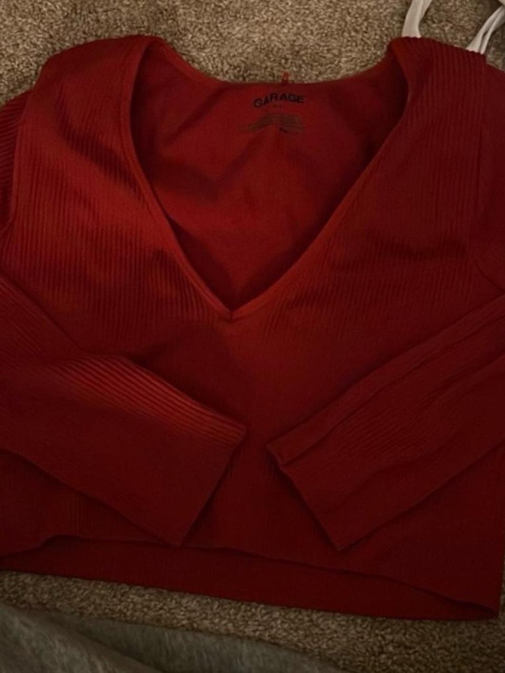 Garage Women's Crimson V-Neck Ribbed Sweater